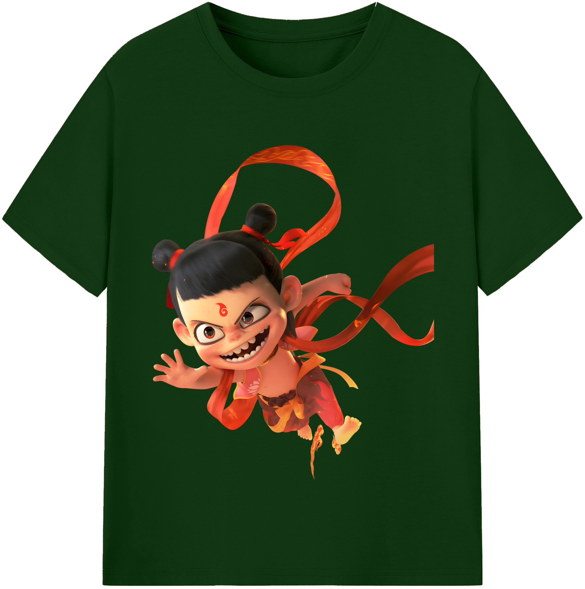 （画像用） Ne Zha 2 ナタ 魔童の大暴れ 綿100％半袖Tシャツ（フロントプリント）